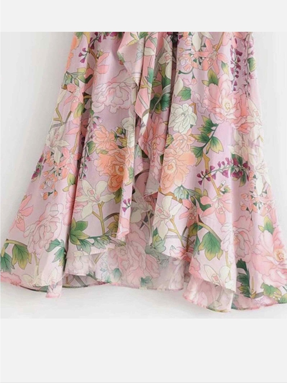 *Knockoff* Spell Lily Dress in Lilac (Floral Faux Wrap Flutter Hem Midi) - Picture 4 of 5